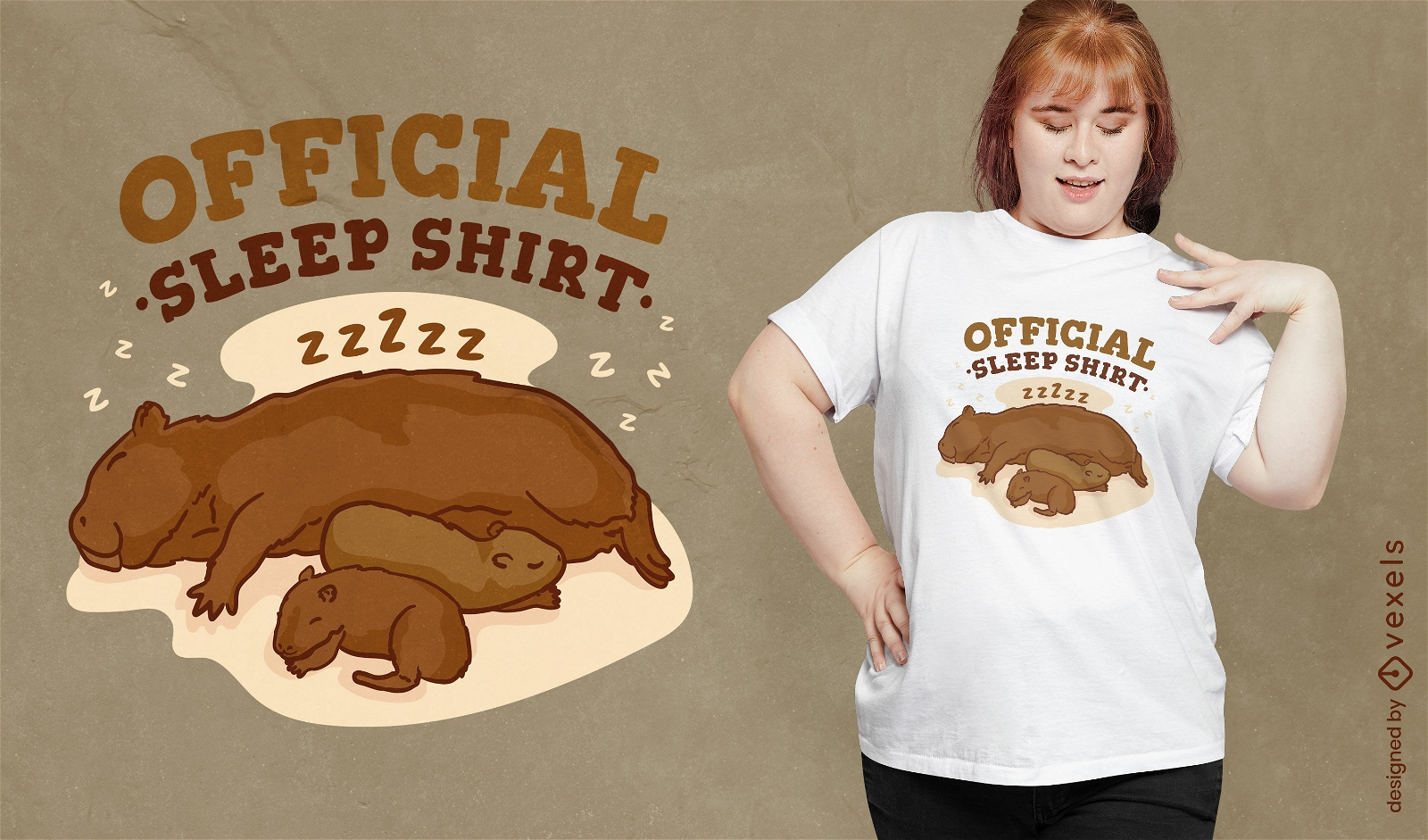 Design de camiseta de animal capivara dormindo