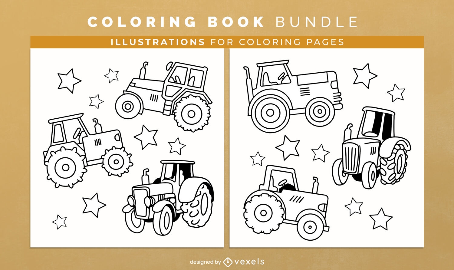 Tractor coloring book design KDP interior design