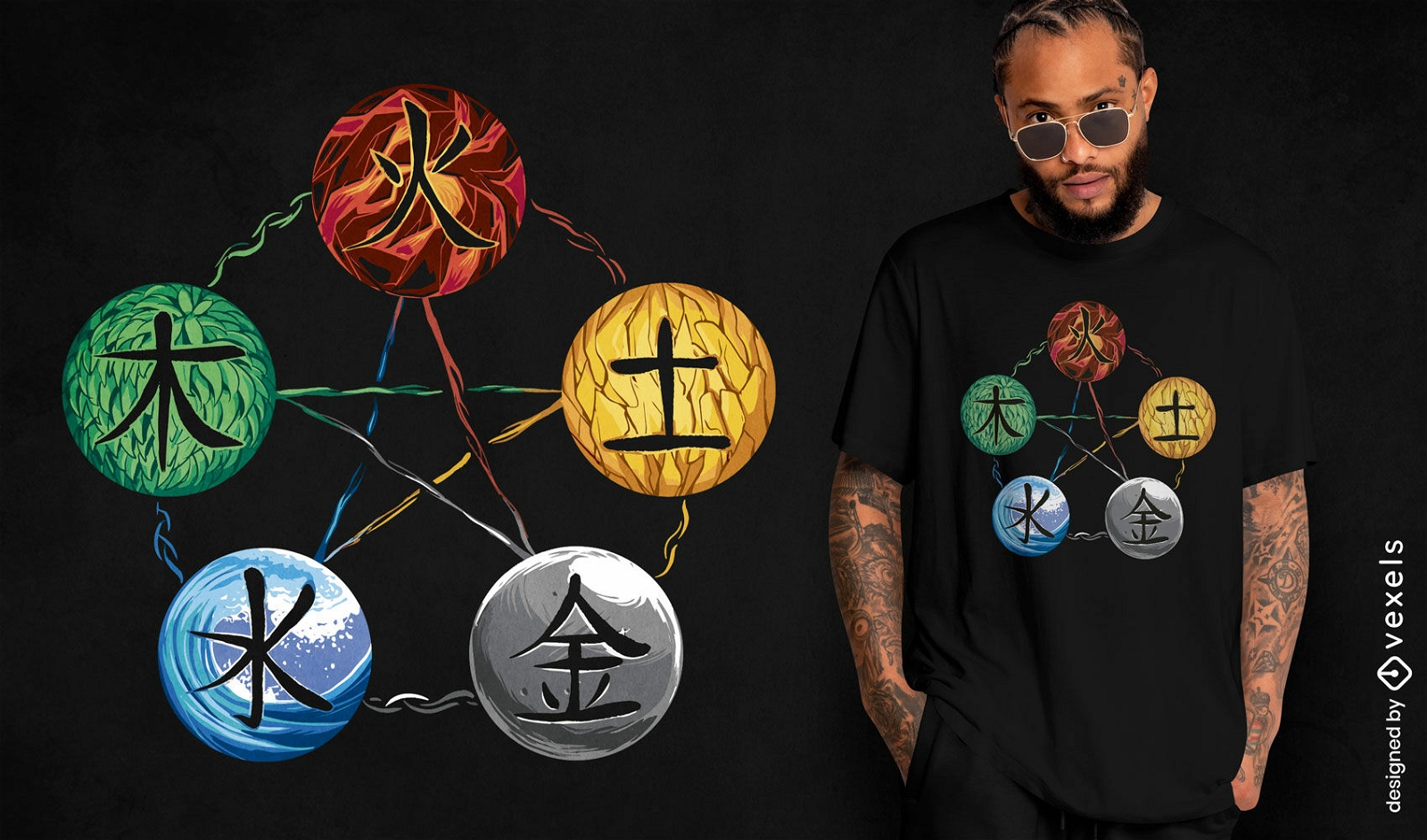 T-Shirt-Design mit Qigong-Kampfkunstelementen