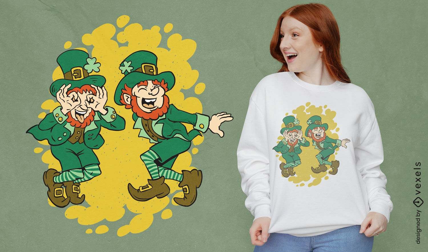 Leprechauns dancing happily t-shirt design