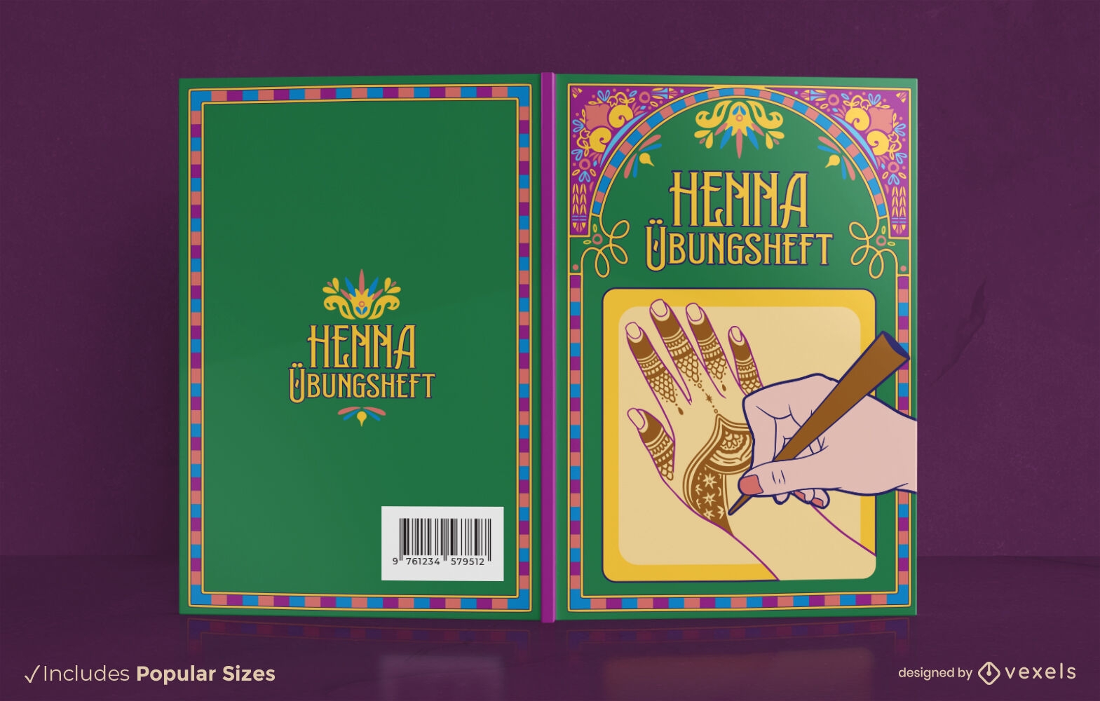 Dise?o de portada de libro de tatuajes de henna KDP