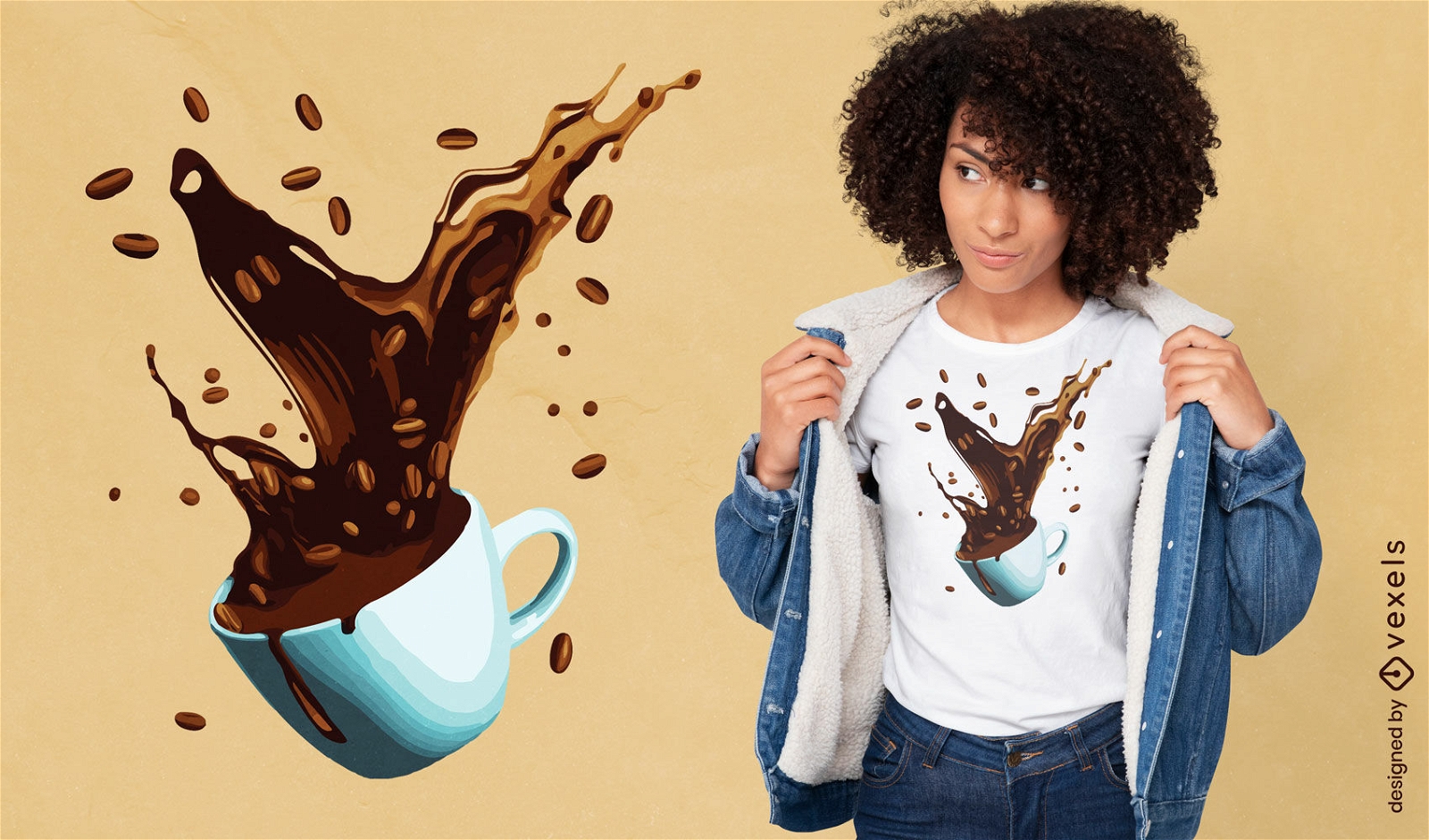 Diseño de camiseta de explosión de café.