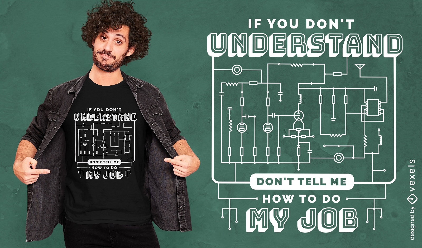 Design de camiseta de placa de circuito de trabalho de engenheiro