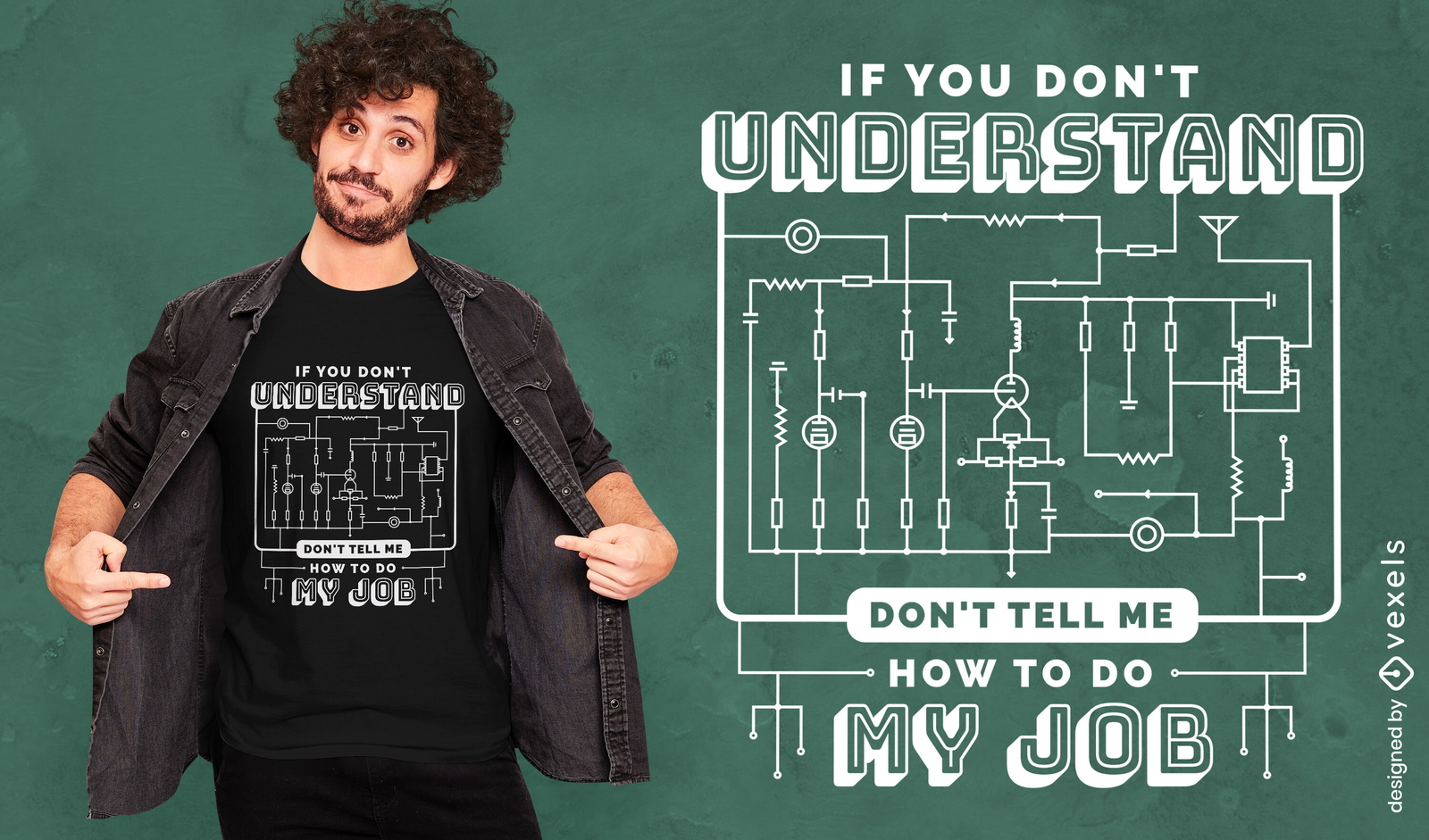 Diseño de camiseta de placa de circuito de trabajo de ingeniero