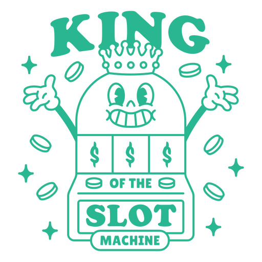 King of the slot machine cartoon PNG Design