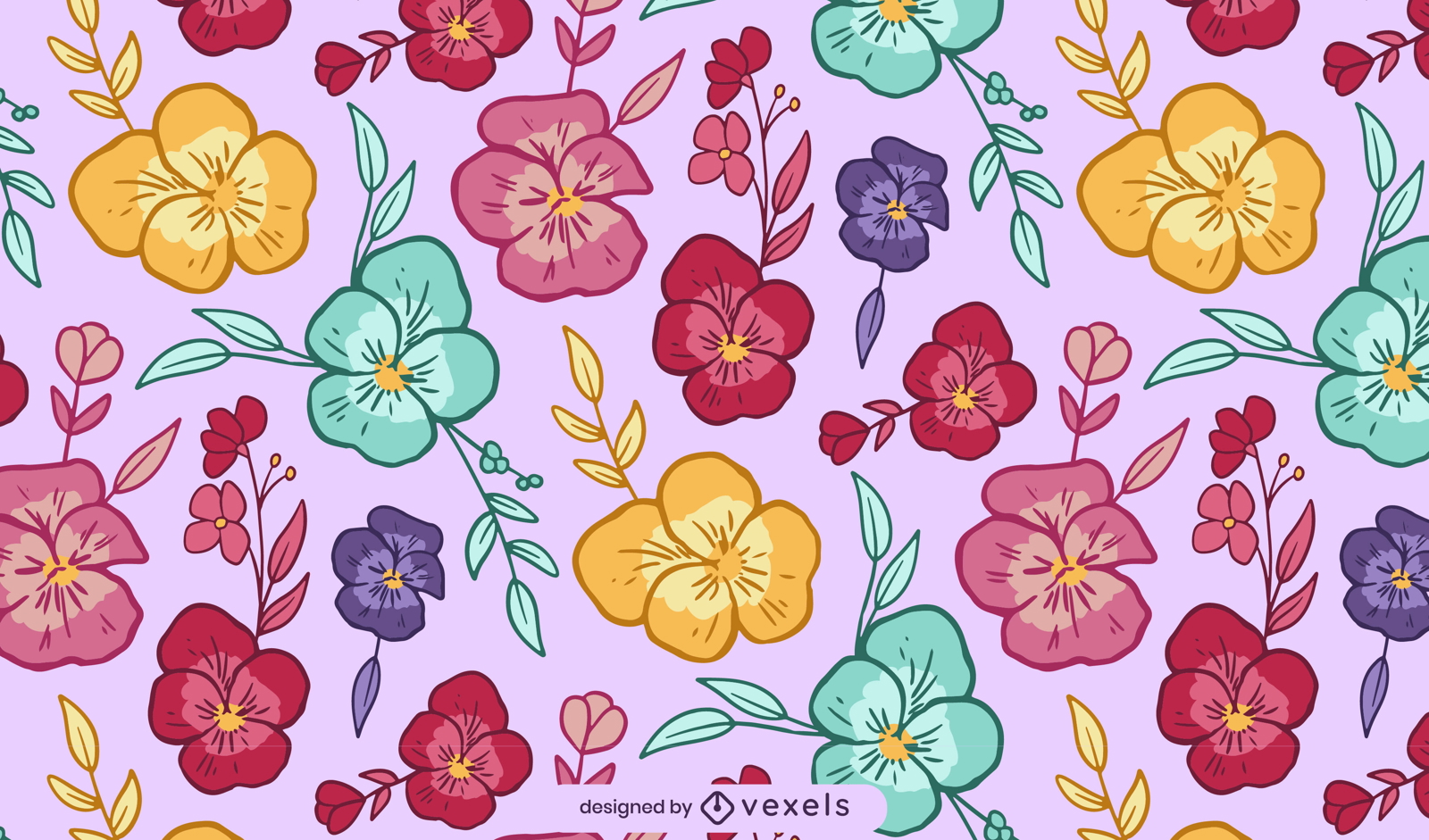 Colorful pansies pattern design
