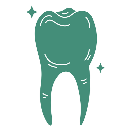 Green tooth with sparkles PNG Design