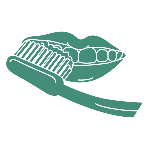 Illustration of a toothbrush with a green mouth PNG Design