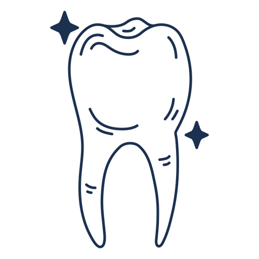 Ícone de dente com brilhos Desenho PNG