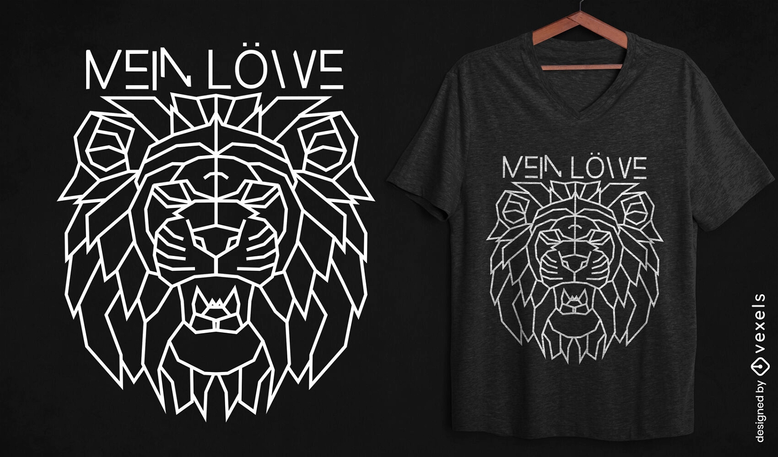 T-Shirt-Design im geometrischen Stil des Löwen