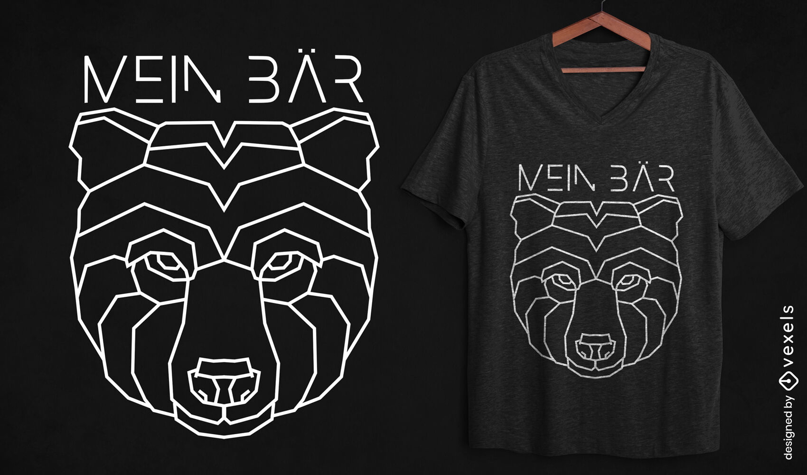 T-Shirt-Design im geometrischen Stil des Bären
