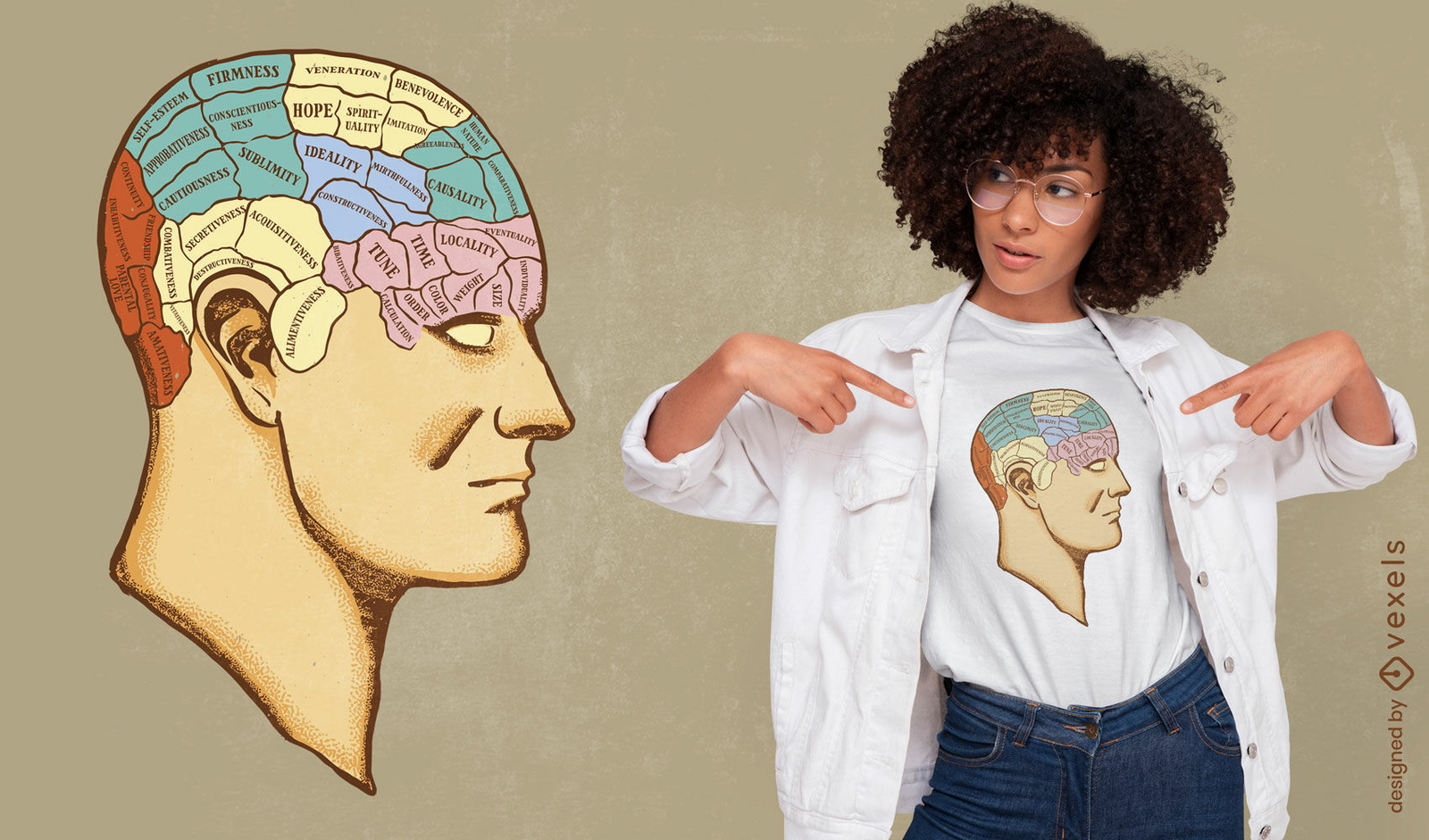 Partes del diseño de camiseta de anatomía cerebral.