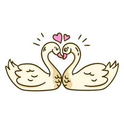 Two Swans In Love With Hearts PNG & SVG Design For T-Shirts