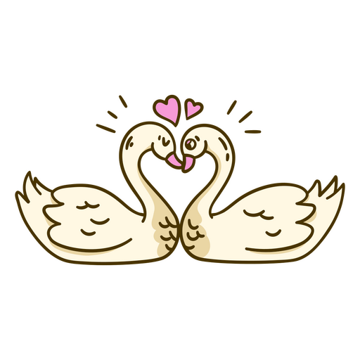 Dois cisnes apaixonados por corações Desenho PNG