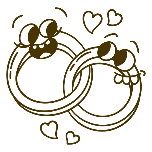 Two wedding rings with hearts on them PNG Design