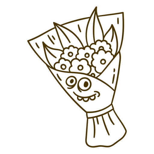 Um buquê de flores é desenhado Desenho PNG