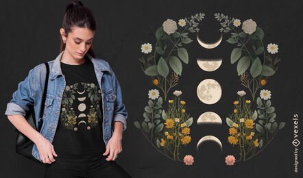 Design de camiseta com fases da lua