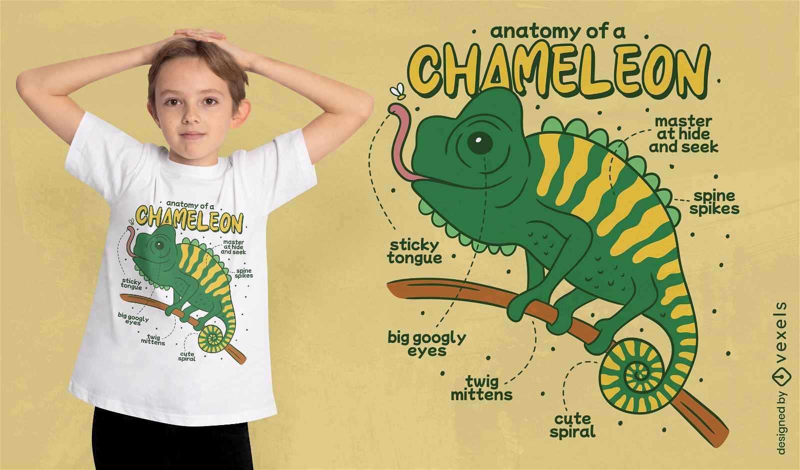 Chamaleon animal anatomy t-shirt design