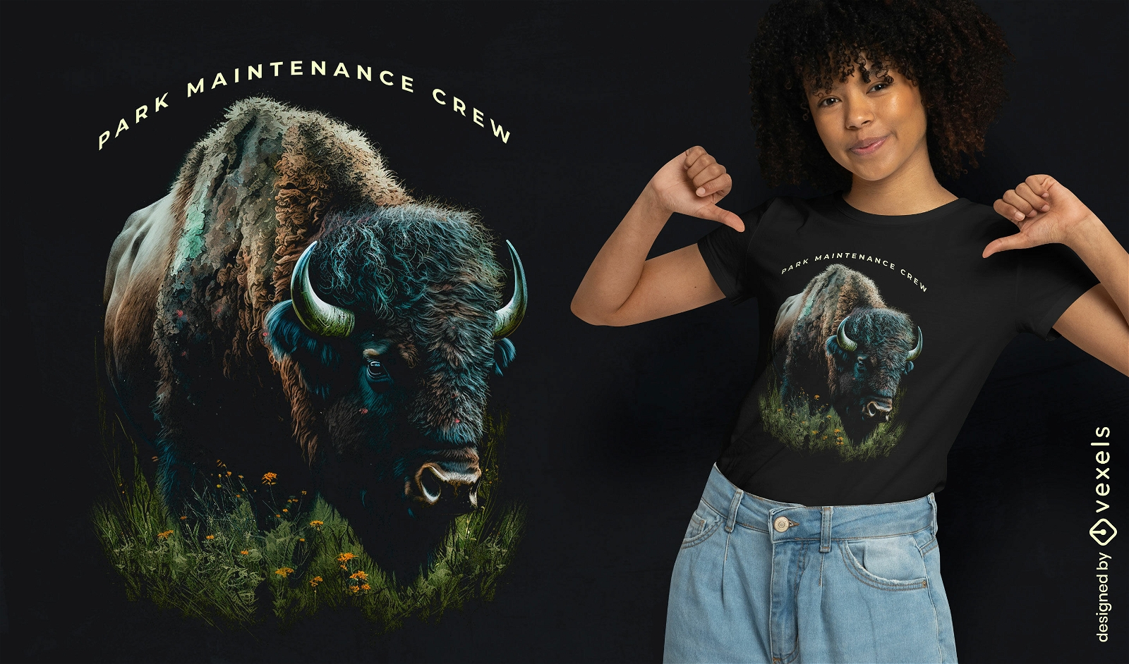 Design realista de camiseta de bisonte