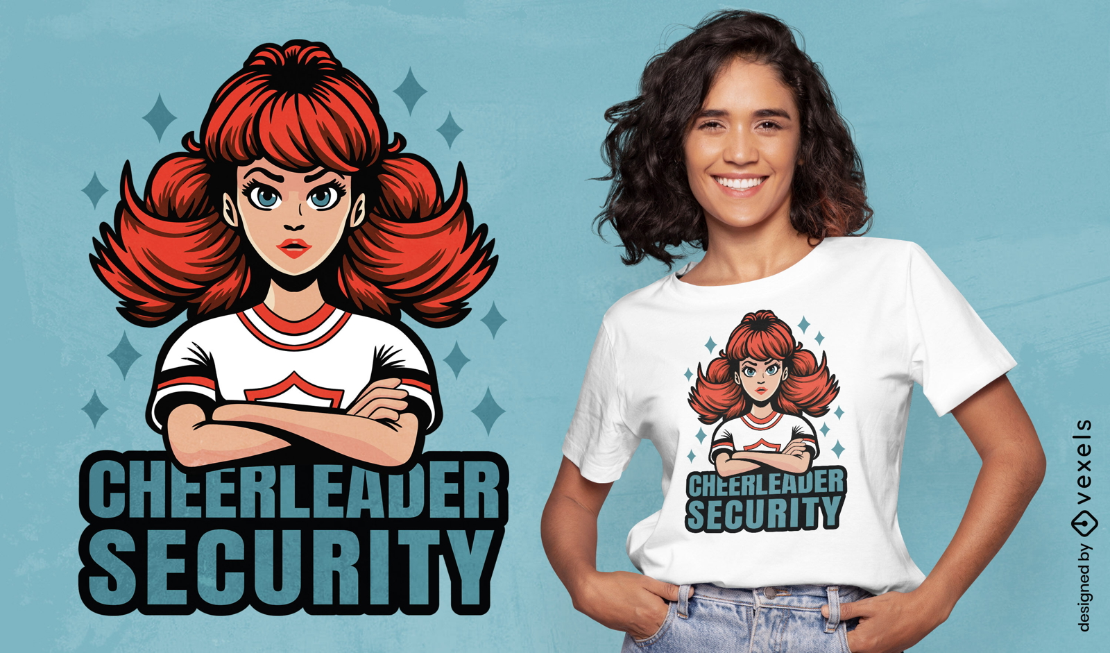 Redhead cheerleader girl t-shirt design