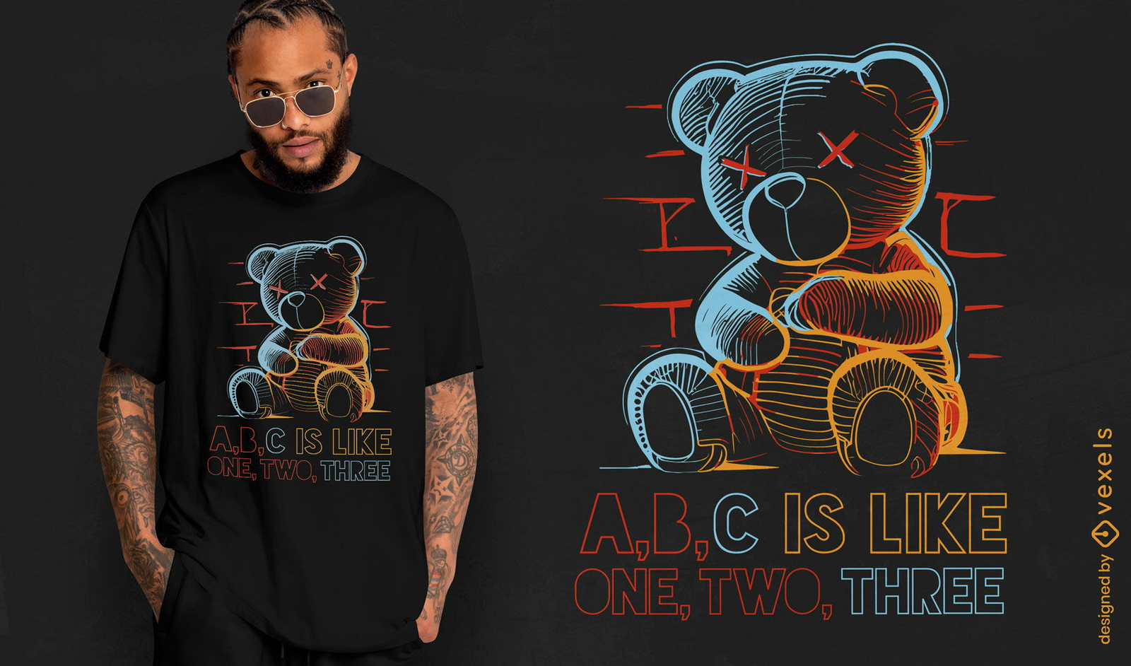 Neon-Teddybär-Spielzeug-T-Shirt-Design