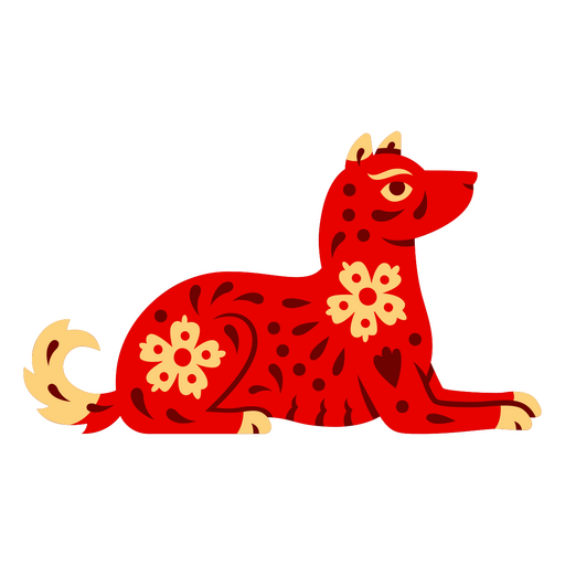 Chinese zodiac dog laying down PNG Design