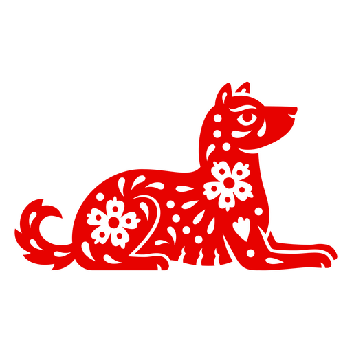 Stilisiertes dekoratives Hundedesign mit floralem Muster-T-Shirt-Design PNG-Design