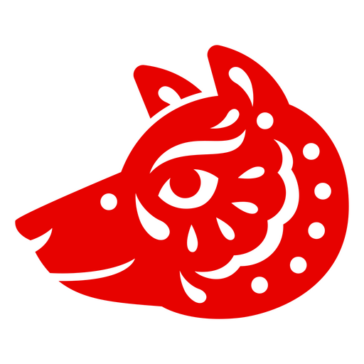 Design gráfico estilizado de rosto canino vermelho Desenho PNG