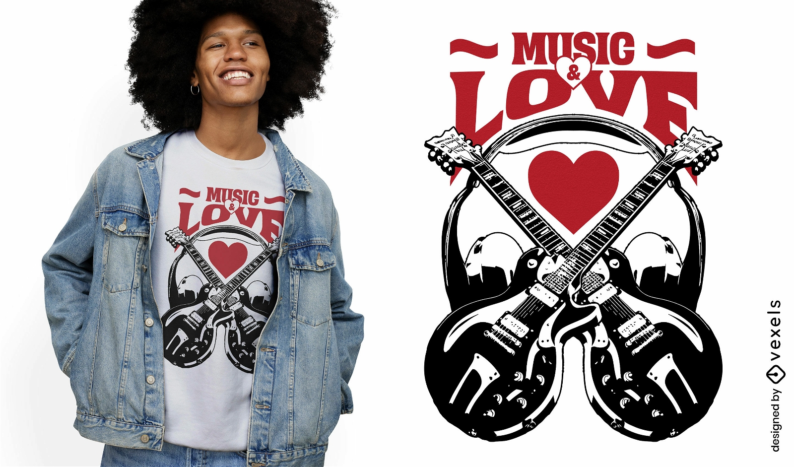 Diseño de camiseta de amor musical.