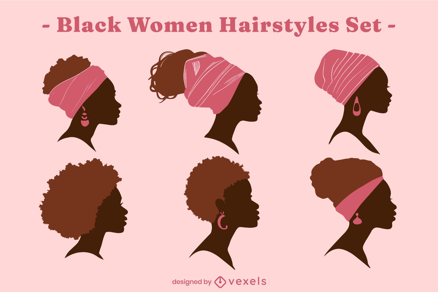 Klassische Frisuren-Silhouette-Set f?r schwarze Frauen
