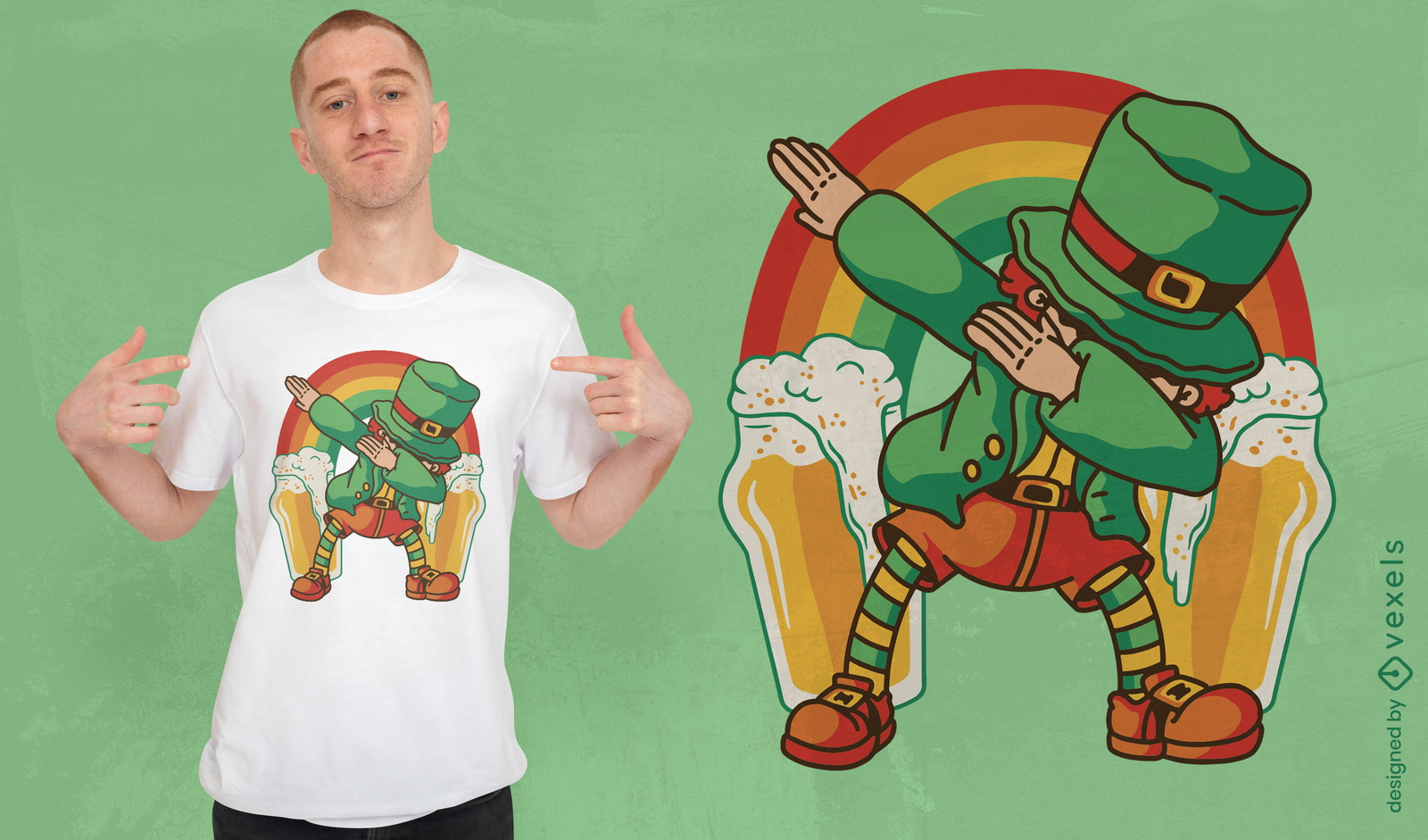 Diseño de camiseta de dabbing de elfo de San Patricio