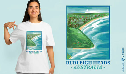 Design de camiseta de paisagem de praia da Austrália