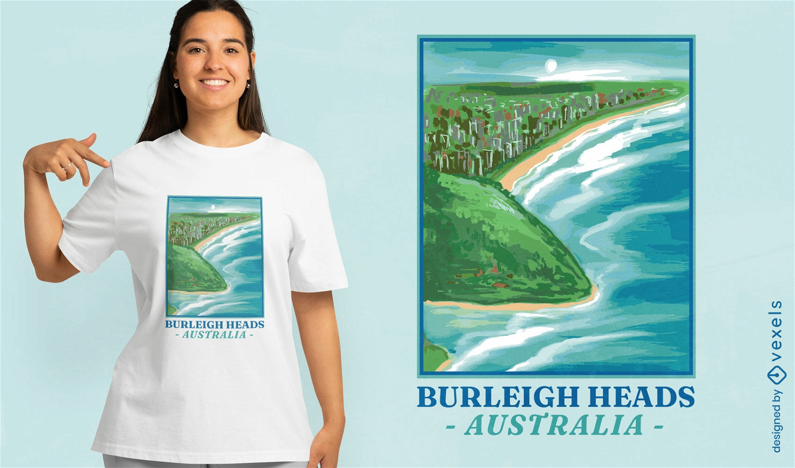 Diseño de camiseta de paisaje de playa de Australia
