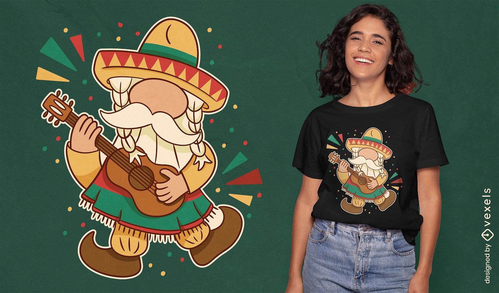 Diseño de camiseta de gnomo mexicano