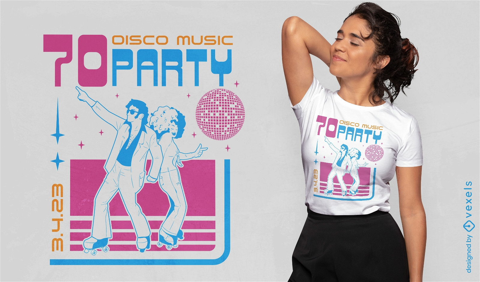 diseño de camiseta de fiesta disco de los 70