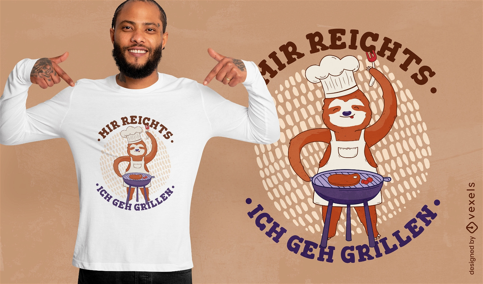 Sloth animal cooking barbecue t-shirt design