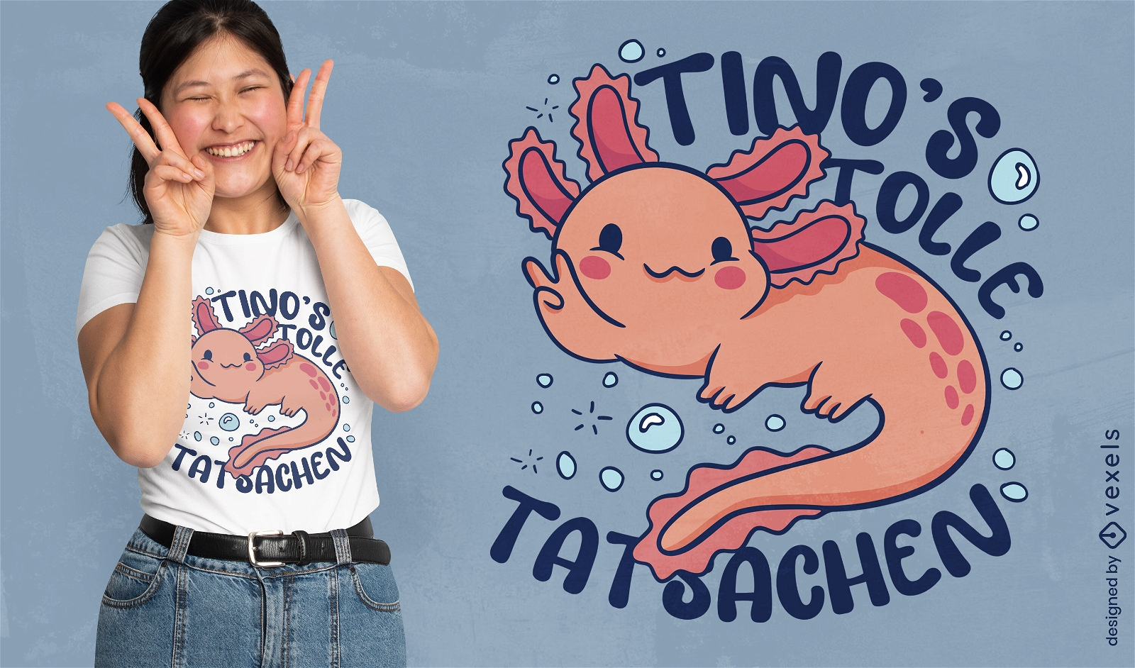Design de camiseta axolotl feliz e fofo