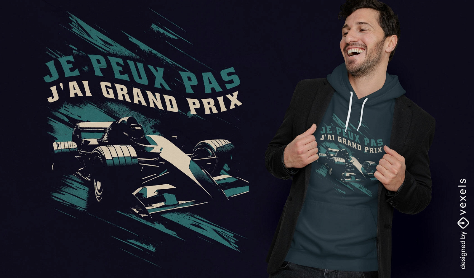 Diseño de camiseta de coche de carreras de Gran Premio.