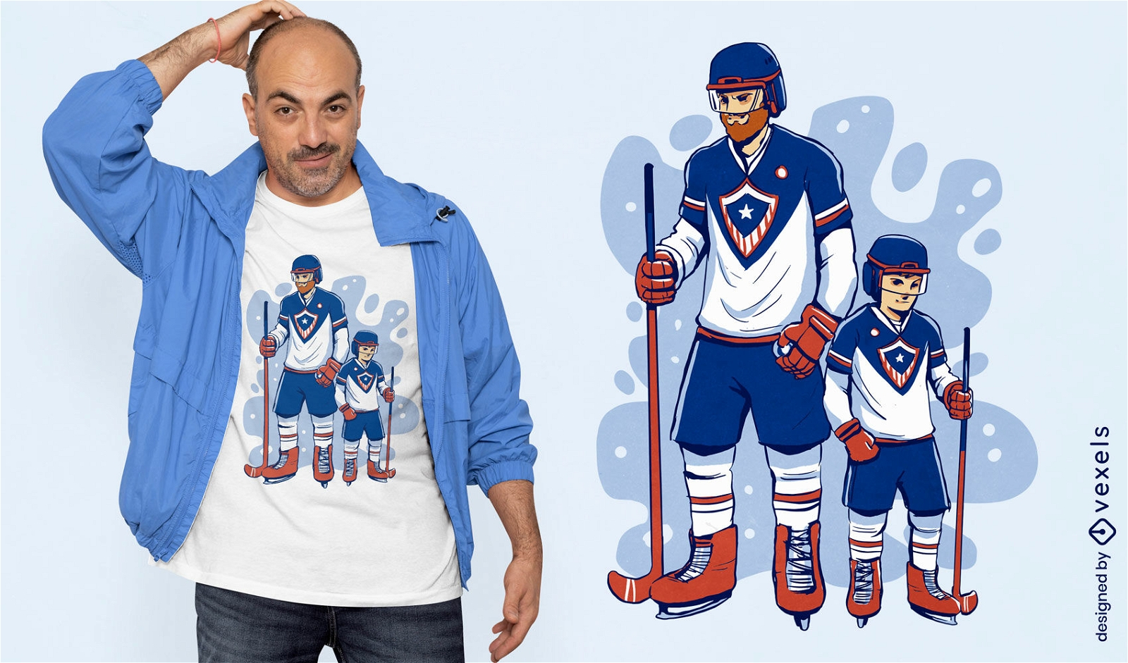 Dise?o de camiseta de padre de jugador de hockey.