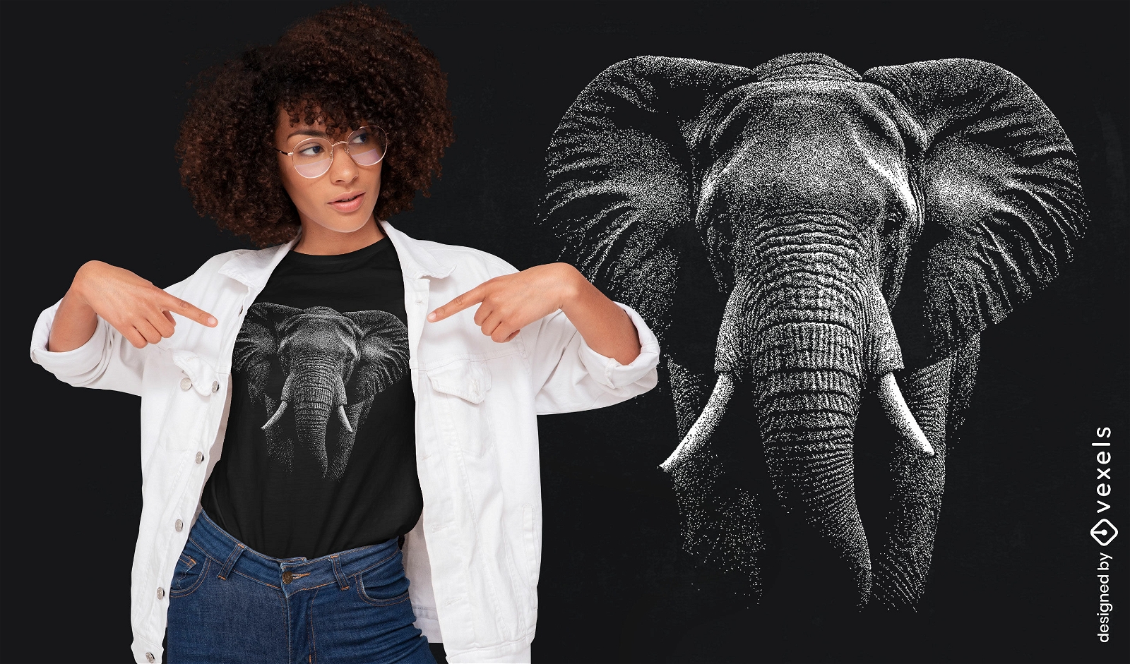 Diseño de camiseta de elefante realista.