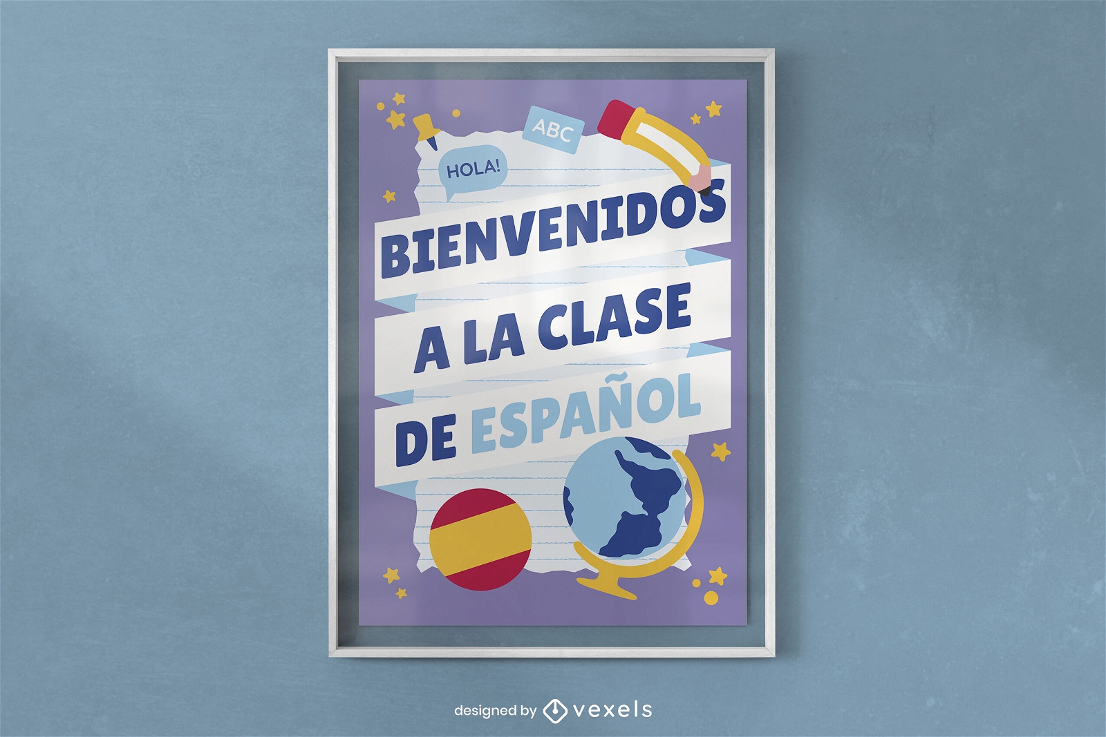 Diseño de cartel de educación de clase de español.