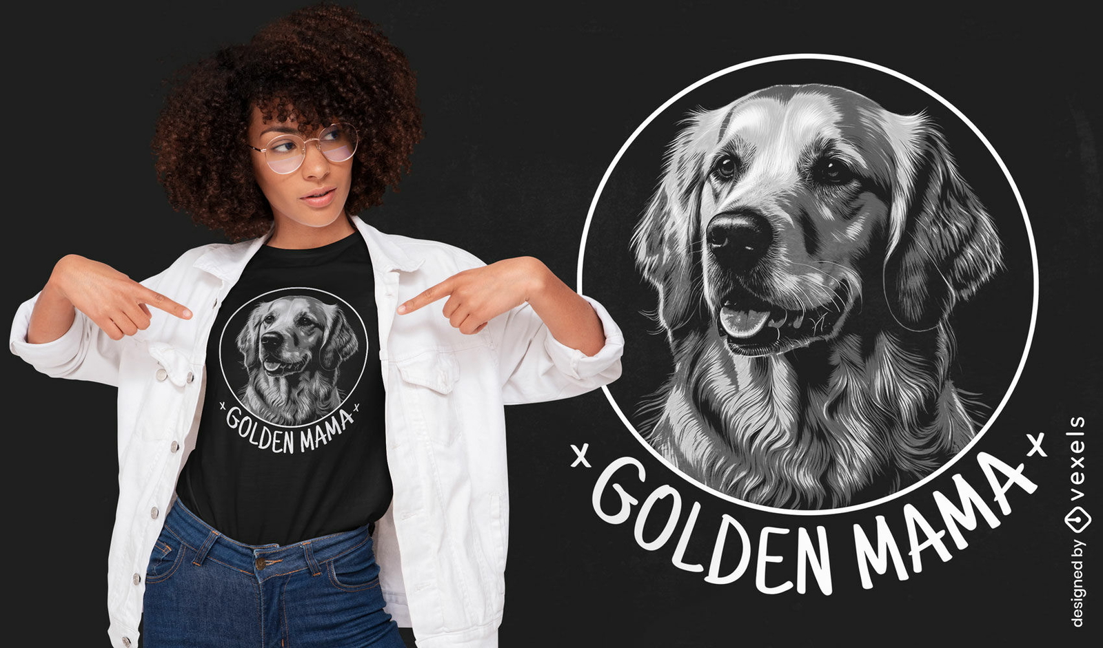 Diseño de camiseta de mamá golden retriever.