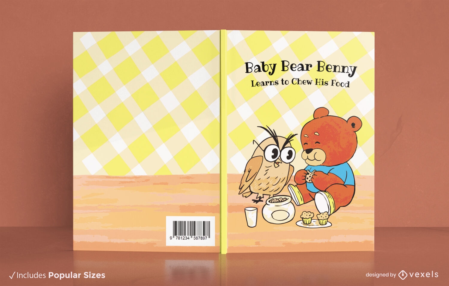 Bear and owl cartoon book cover design KDP