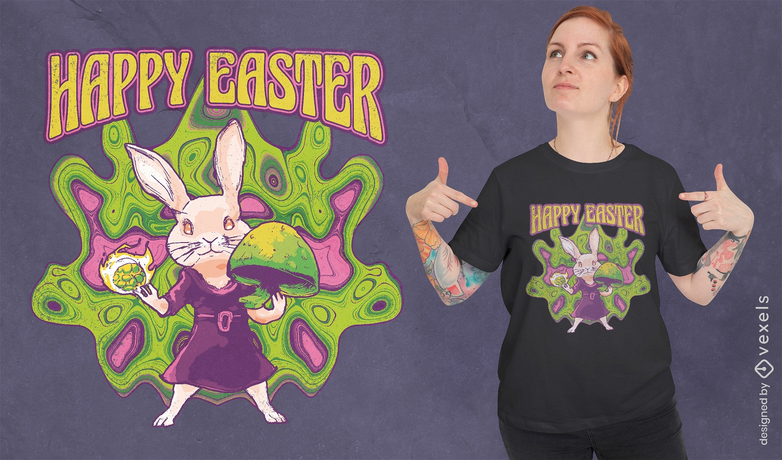 Psychedelic Easter bunny t-shirt design