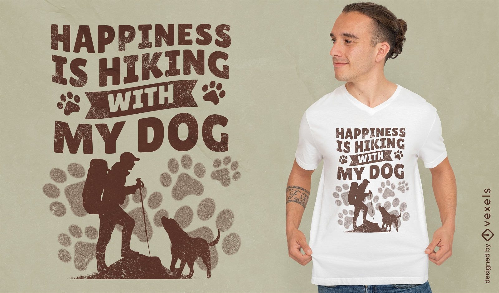 Wandern mit Hunde-T-Shirt-Design