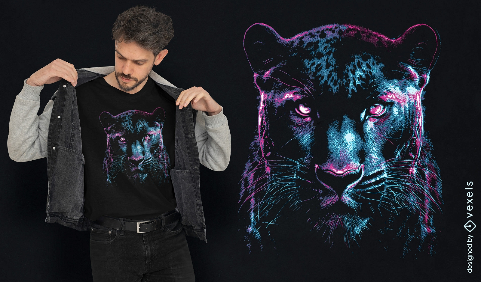 Neon-Panther-T-Shirt-Design