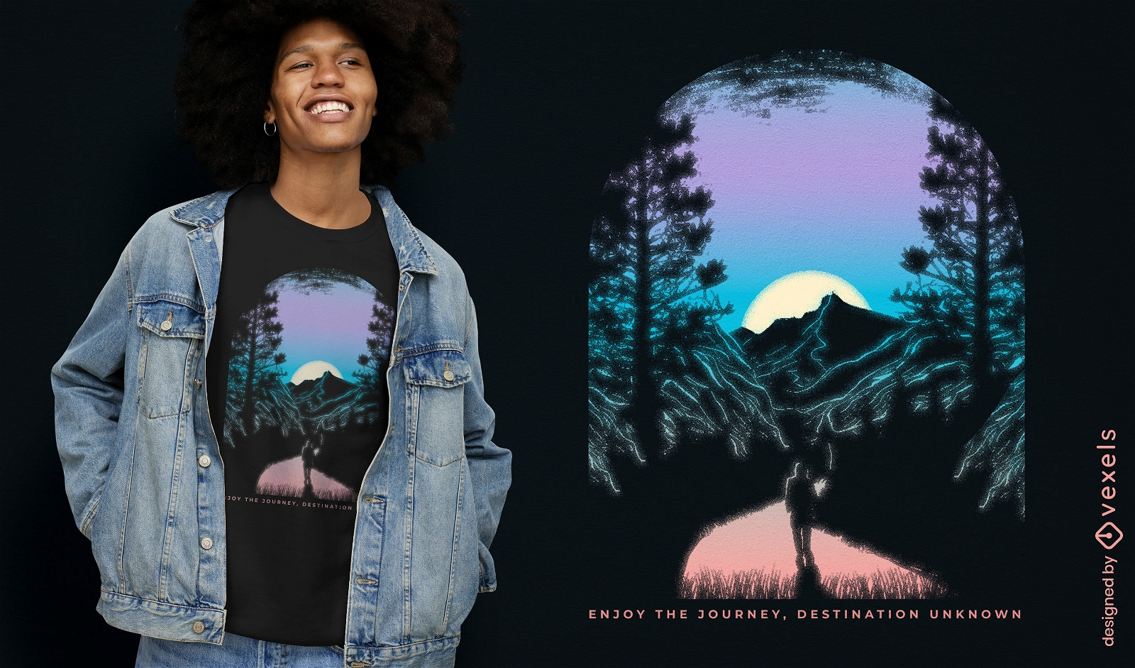 Design de camiseta para viagem pela natureza
