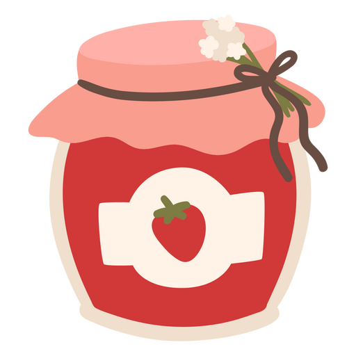 Pote de geléia de morango com uma flor Desenho PNG