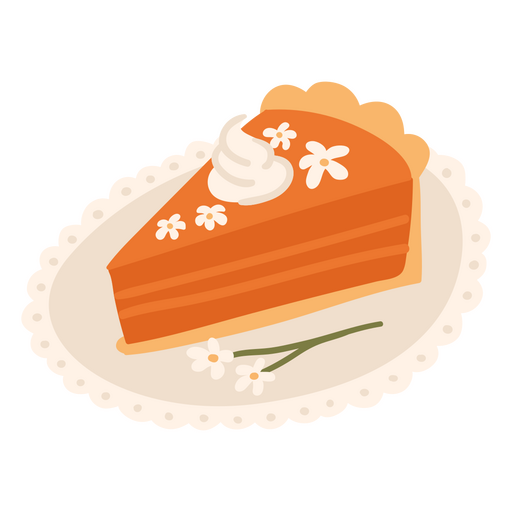 Slice of pumpkin pie on a plate PNG Design
