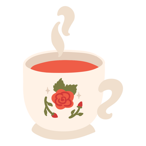 Xícara de chá com rosas Desenho PNG